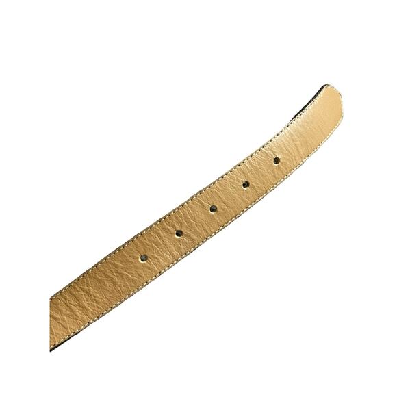 Century Canada 2821 Men's Brown Black Leather Belt Size S Floral Embossed Buckle - Picture 3 of 7